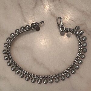 Elegant Sterling Silver Beaded Ankle  Bracelet